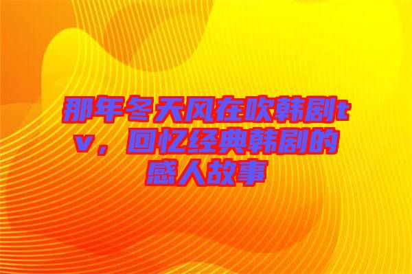 那年冬天風在吹韓劇tv，回憶經(jīng)典韓劇的感人故事