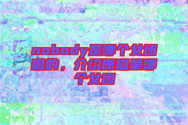 nobody是哪個女團唱的，介紹原唱是哪個女團