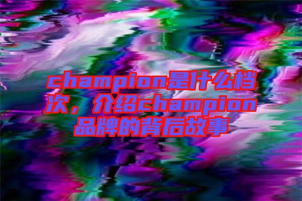 champion是什么檔次，介紹champion品牌的背后故事