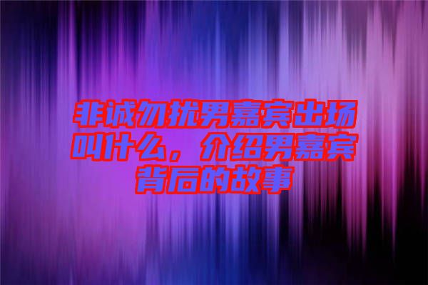 非誠(chéng)勿擾男嘉賓出場(chǎng)叫什么，介紹男嘉賓背后的故事