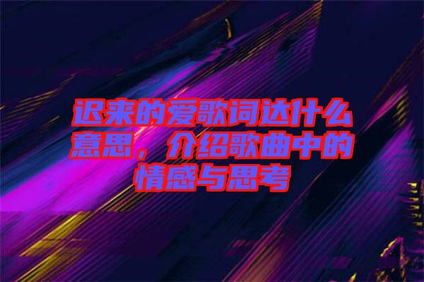 遲來的愛歌詞達(dá)什么意思，介紹歌曲中的情感與思考