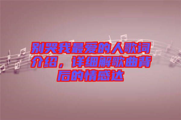 別哭我最愛的人歌詞介紹，詳細(xì)解歌曲背后的情感達(dá)