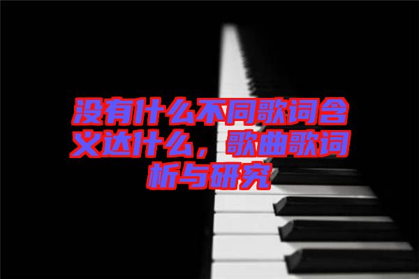 沒有什么不同歌詞含義達(dá)什么，歌曲歌詞析與研究