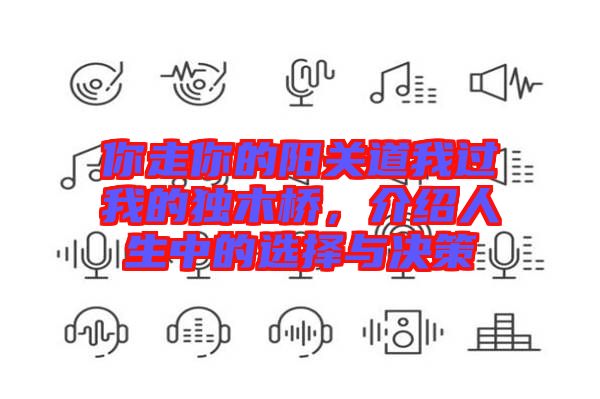 你走你的陽關(guān)道我過我的獨(dú)木橋，介紹人生中的選擇與決策