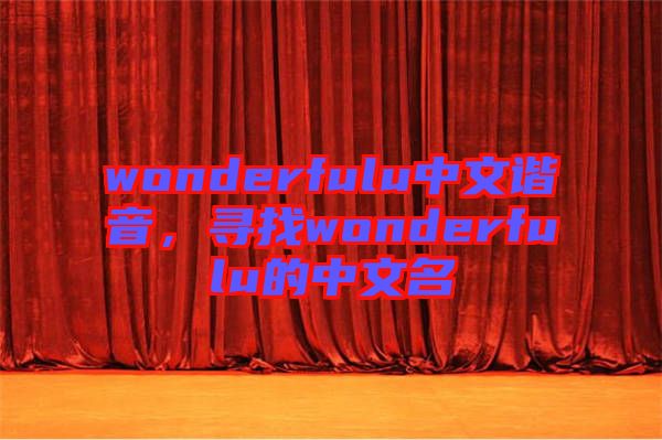 wonderfulu中文諧音，尋找wonderfulu的中文名