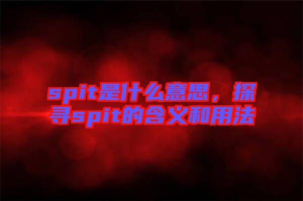 spit是什么意思，探尋spit的含義和用法