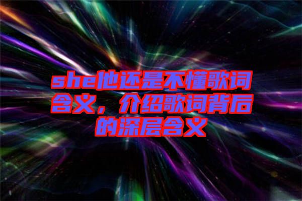 she他還是不懂歌詞含義，介紹歌詞背后的深層含義