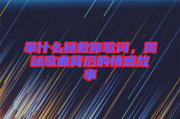 拿什么拯救你歌詞，揭秘歌曲背后的情感故事