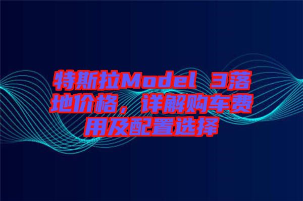 特斯拉Model 3落地價格，詳解購車費用及配置選擇