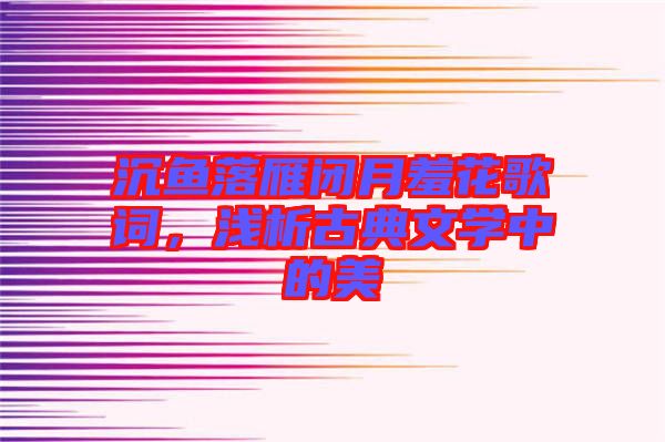 沉魚(yú)落雁閉月羞花歌詞，淺析古典文學(xué)中的美