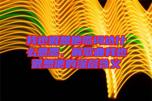 我也很想他歌詞達(dá)什么意思，解歌曲我也很想他的深層含義