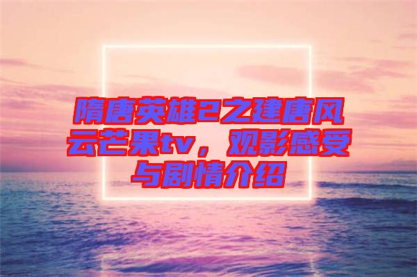 隋唐英雄2之建唐風(fēng)云芒果tv，觀影感受與劇情介紹