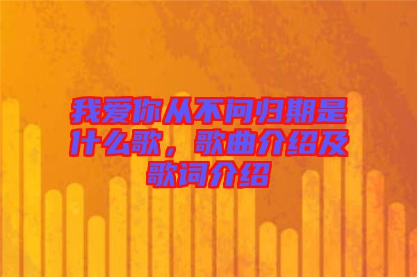 我愛(ài)你從不問(wèn)歸期是什么歌，歌曲介紹及歌詞介紹