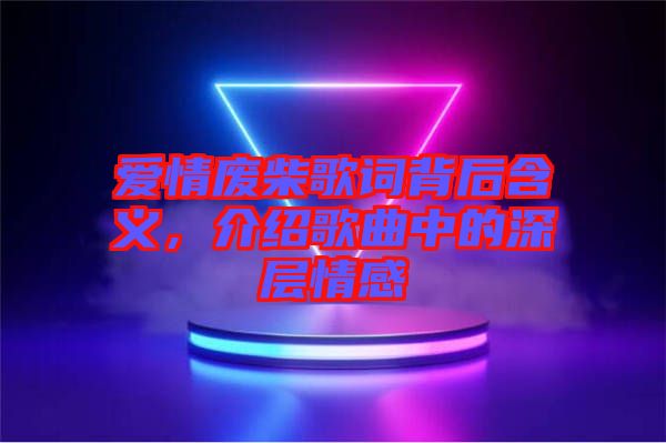 愛情廢柴歌詞背后含義，介紹歌曲中的深層情感