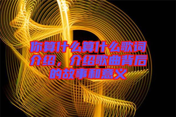 你算什么算什么歌詞介紹，介紹歌曲背后的故事和意義