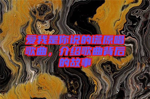 愛我是你說的謊原唱歌曲，介紹歌曲背后的故事