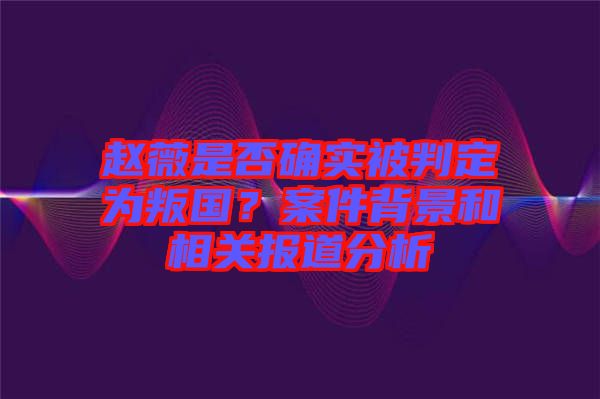 趙薇是否確實(shí)被判定為叛國？案件背景和相關(guān)報(bào)道分析