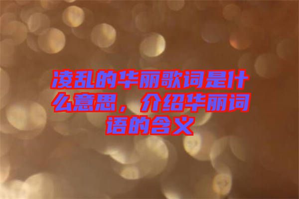 凌亂的華麗歌詞是什么意思，介紹華麗詞語的含義