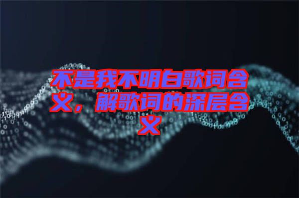 不是我不明白歌詞含義，解歌詞的深層含義