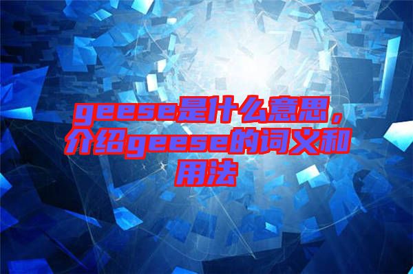 geese是什么意思，介紹geese的詞義和用法