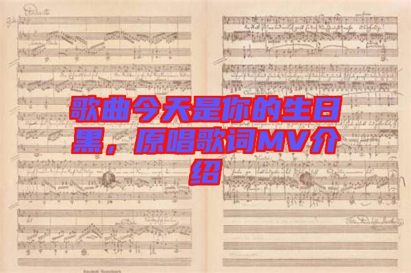 歌曲今天是你的生日黑，原唱歌詞MV介紹