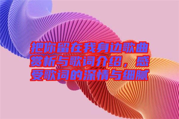 把你留在我身邊歌曲賞析與歌詞介紹，感受歌詞的深情與細膩