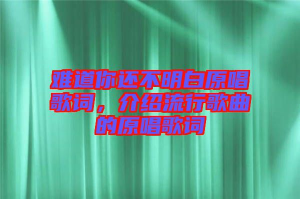 難道你還不明白原唱歌詞，介紹流行歌曲的原唱歌詞