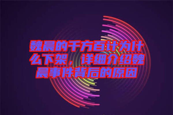 魏晨的千方百計(jì)為什么下架，詳細(xì)介紹魏晨事件背后的原因