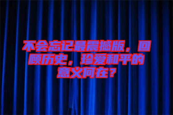 不會(huì)忘記最震撼版，回顧歷史，珍愛和平的意義何在？