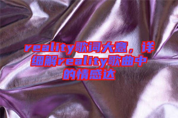 reality歌詞大意，詳細解reality歌曲中的情感達