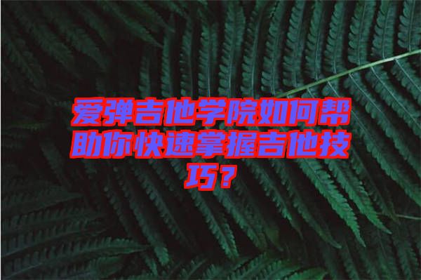 愛彈吉他學(xué)院如何幫助你快速掌握吉他技巧？