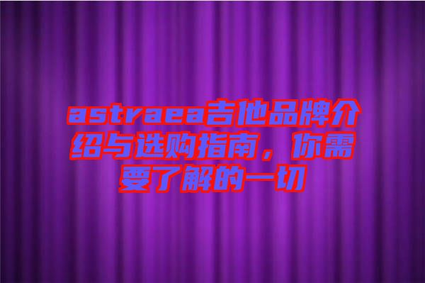 astraea吉他品牌介紹與選購指南，你需要了解的一切