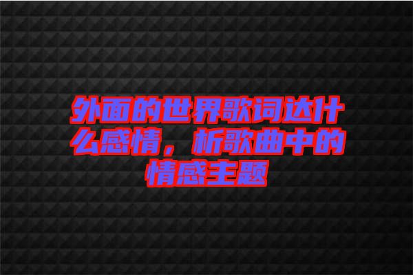 外面的世界歌詞達(dá)什么感情，析歌曲中的情感主題