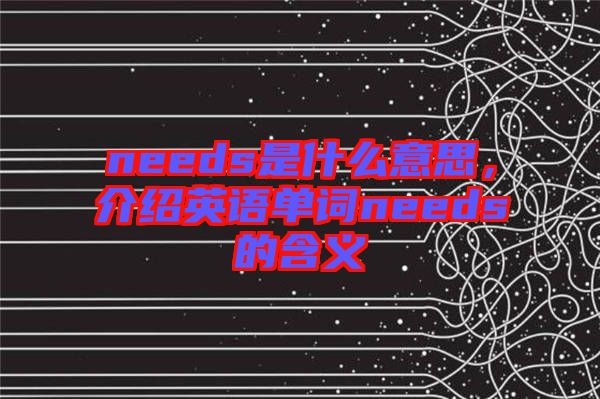 needs是什么意思，介紹英語單詞needs的含義