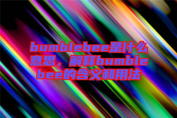 bumblebee是什么意思，解釋bumblebee的含義和用法