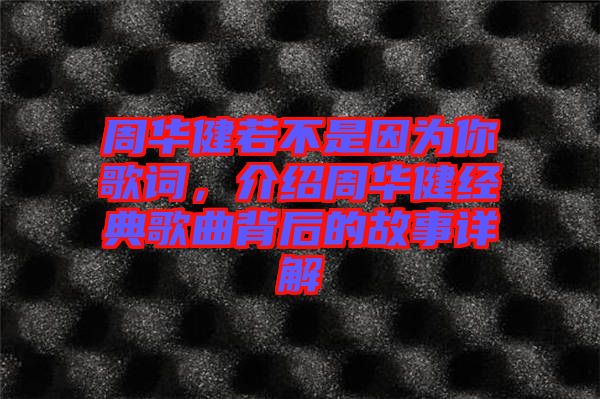 周華健若不是因?yàn)槟愀柙~，介紹周華健經(jīng)典歌曲背后的故事詳解