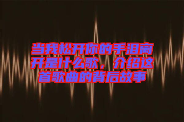 當我松開你的手淚離開是什么歌，介紹這首歌曲的背后故事