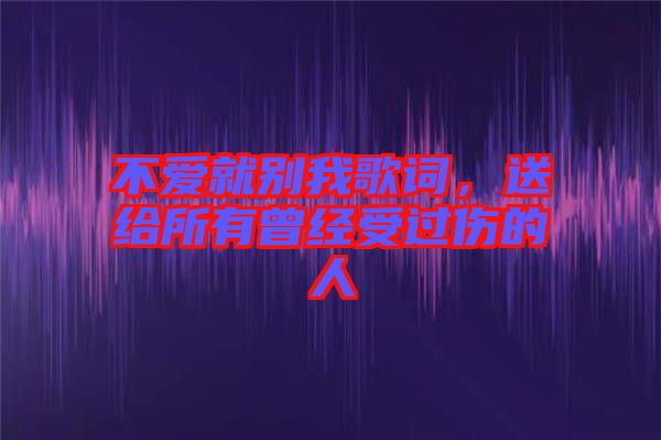 不愛(ài)就別我歌詞，送給所有曾經(jīng)受過(guò)傷的人