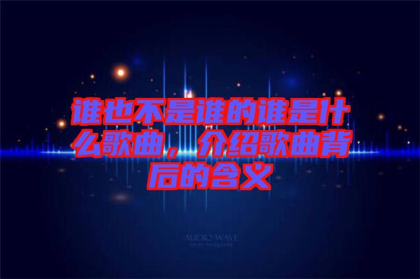 誰(shuí)也不是誰(shuí)的誰(shuí)是什么歌曲，介紹歌曲背后的含義