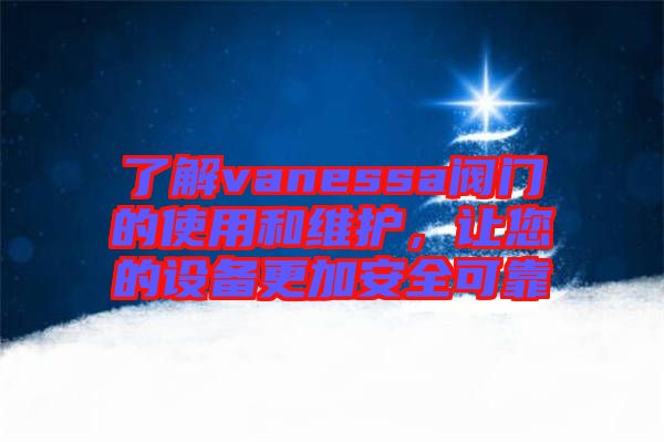 了解vanessa閥門的使用和維護(hù)，讓您的設(shè)備更加安全可靠