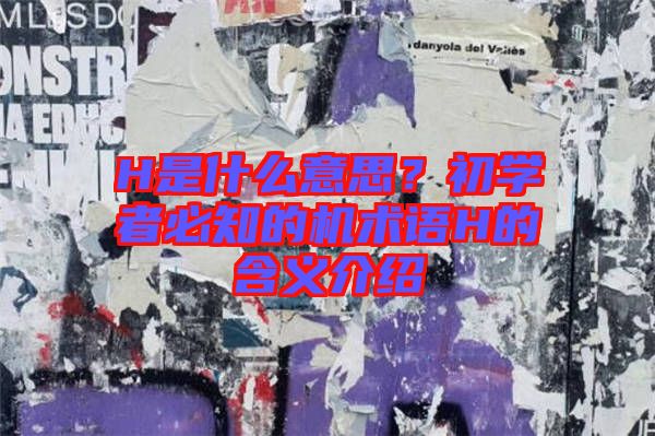 H是什么意思？初學者必知的機術(shù)語H的含義介紹