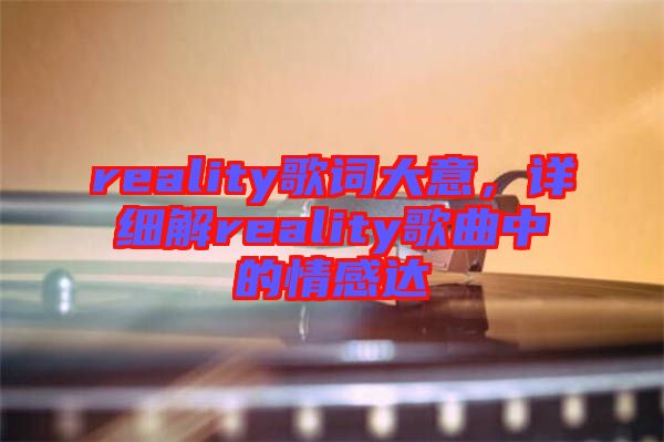 reality歌詞大意，詳細(xì)解reality歌曲中的情感達(dá)