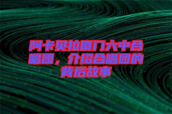 阿卡貝拉廈門六中合唱團(tuán)，介紹合唱團(tuán)的背后故事