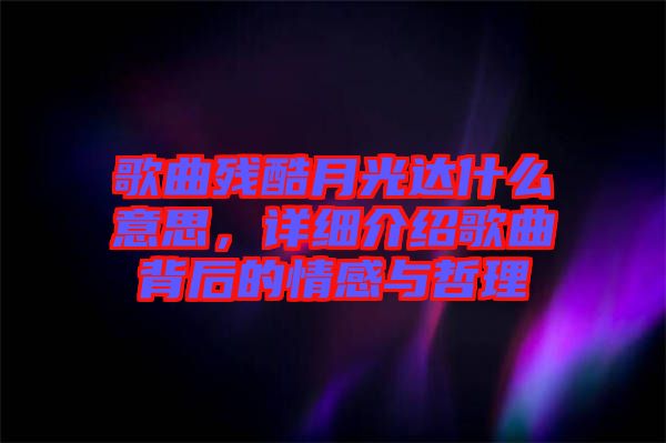 歌曲殘酷月光達(dá)什么意思，詳細(xì)介紹歌曲背后的情感與哲理