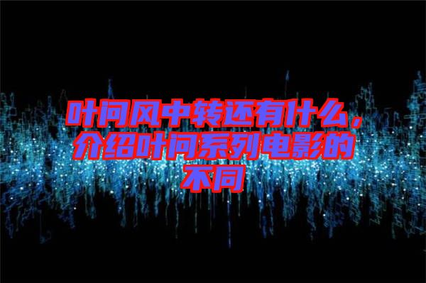 葉問風中轉(zhuǎn)還有什么，介紹葉問系列電影的不同