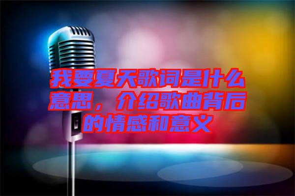 我要夏天歌詞是什么意思，介紹歌曲背后的情感和意義