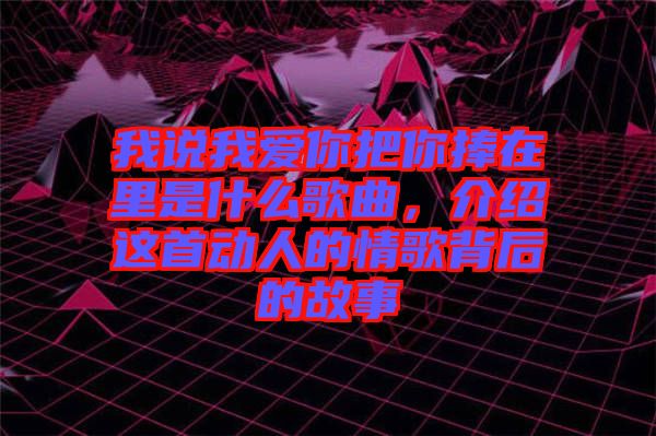 我說我愛你把你捧在里是什么歌曲，介紹這首動人的情歌背后的故事