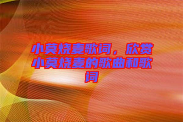 小莫燒麥歌詞，欣賞小莫燒麥的歌曲和歌詞