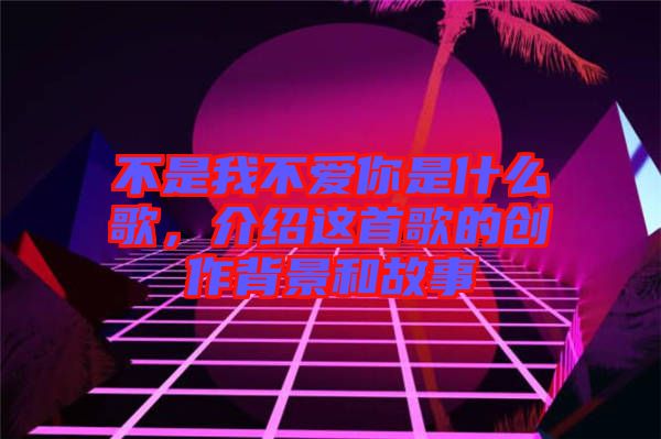 不是我不愛你是什么歌，介紹這首歌的創(chuàng)作背景和故事