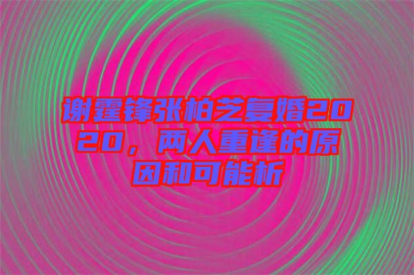 謝霆鋒張柏芝復(fù)婚2020，兩人重逢的原因和可能析